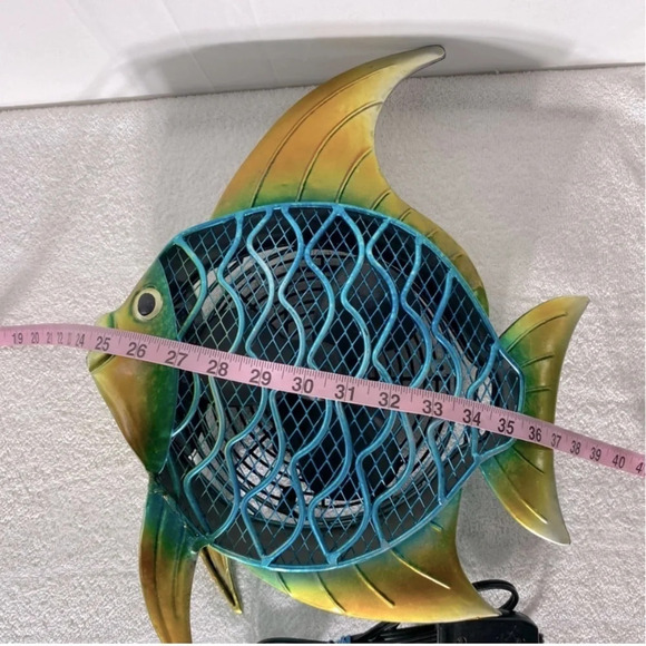 Deco Breeze Blue Yellow  Metal Fish Fan - Picture 15 of 15